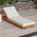 LOUNGE CHAISE SET, ACACIA SOLID WOOD WITH LOUNGE CUSHION  Cream  - Matching Dark Grey Version Available