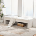 66.9  Modern Upholstered Cozy Boucle End Of Bed Bench, Oversized Accent Entryway Window Layered Bench & Dining Bench, Footrest Stool Bench For Guestrooms, Reception, Bedroom, Hallway,Living Room,Ivory