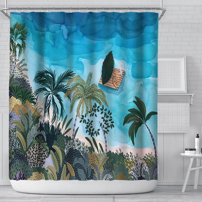 Nordic Illustration Bath Curtain Waterproof Shower Curtains