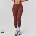 Womens High-Waisted Stretchy Silver-Hot-Stamped Polka-Dot Yoga Pants