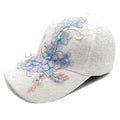 New Women's Breathable Lace Mesh Fabric With Exquisite Floral Embroidery In A Sweet Style, Featuring Beaded Baseball Cap For Outdoor Wear