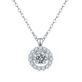 S925 Sterling Silver 0.5ct D Color VVS1 Moissanite Halo Necklace 45cm Platinum Plated GRA Certified Gift Box