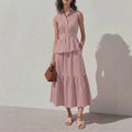 Color-block Striped Shirt Patchwork Skirt Set