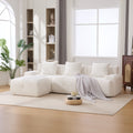 104.3  4-Piece L Shaped Upholstered Modular Sectional Sofa, Oversized 3-Seater Boneless Convertible Cloud Tufted Couch Set With Deep Seat & Movable Ottoman 3 Pillows For Living Room,No Assembly, Ivory