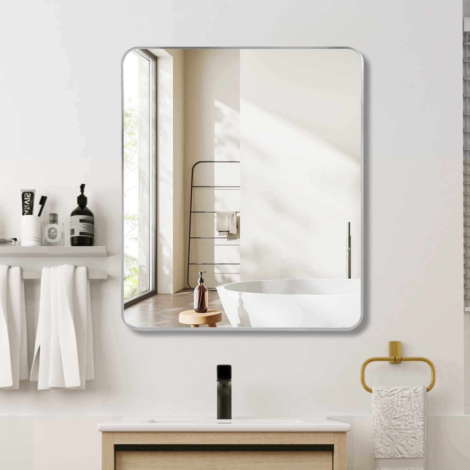 Silver 30  X36  Rectangular Bathroom Wall Mirror