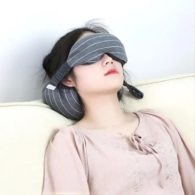 Eye Mask Neck Pillow 2 In 1 Business Travel Eye Mask Neck Pillow With Handle