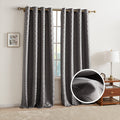 Dark Gray Bedroom Living Room Jacquard Blackout Window Curtain