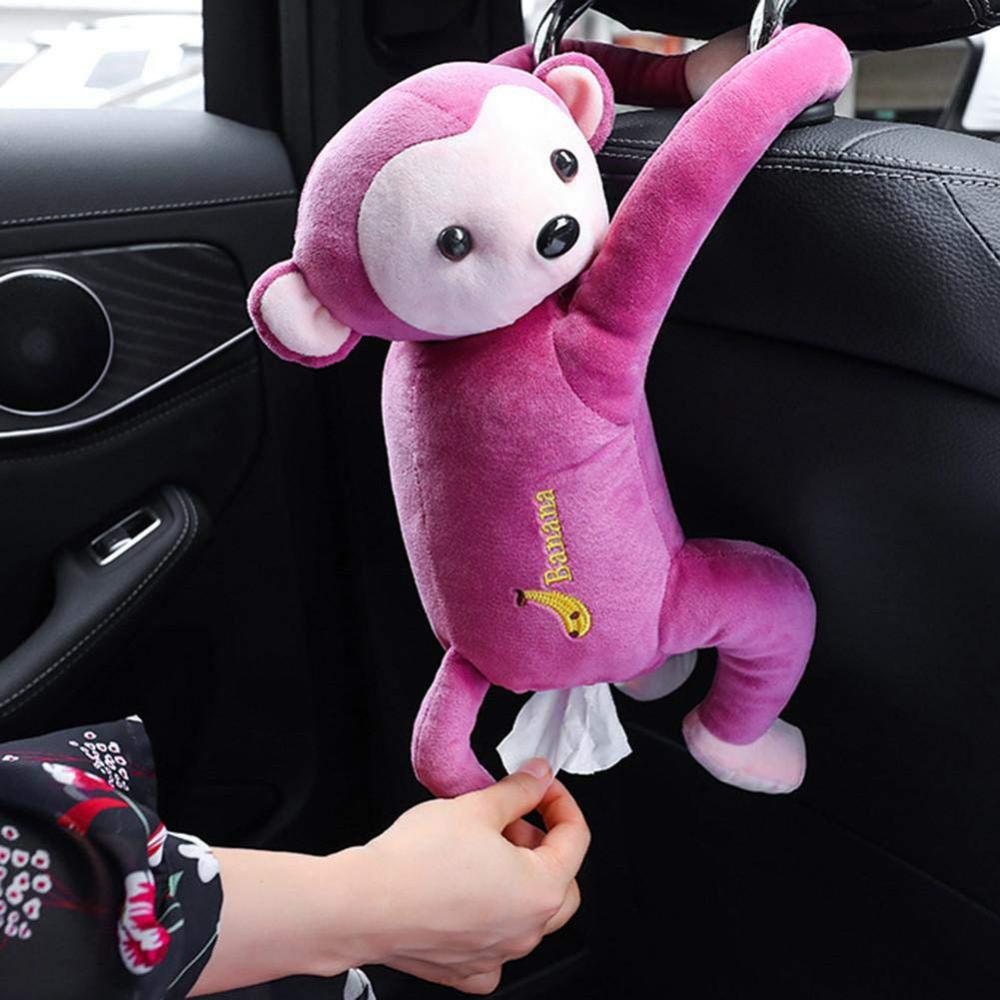 Lovely Animal Plush Monkey Tissue Box Car Hanging Storage Case