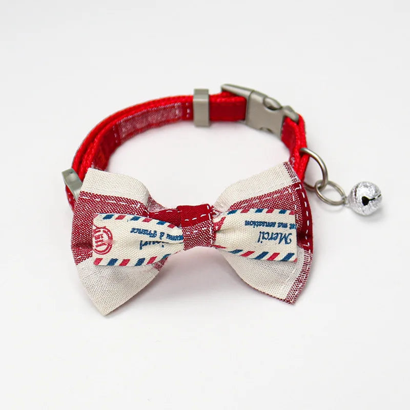 Cat Collar Adjustable Cat Necklace Plaid Safety Buckle