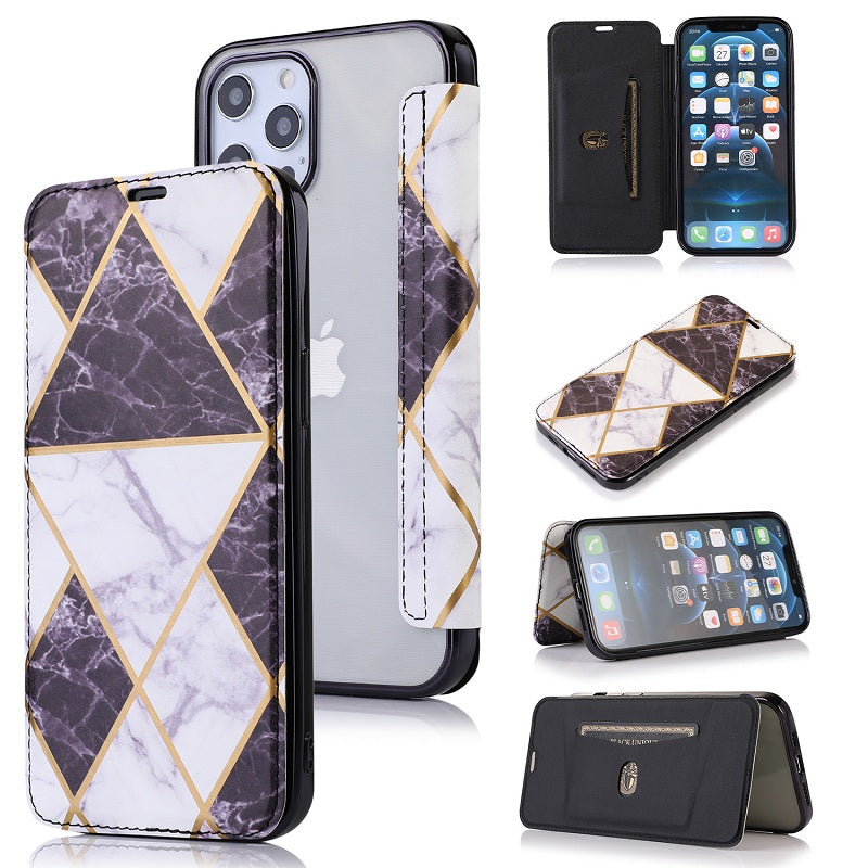 Luxury Marble Card Slot Magnetic Leather Flip Wallet Cell Phone Case for iPhone 12 Pro Max 11 Xs 7 8