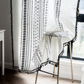 Black White Printed Tassel Window Curtain Home Decor