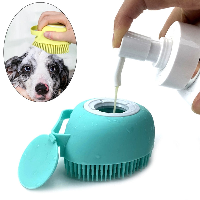 Dog Cat Bath Massage Gloves Brush Soft Safety Silicone Brush