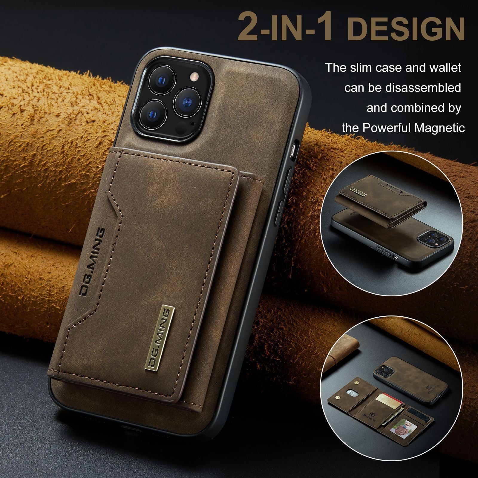 2 in 1 Detachable Back Cover For iPhone 13 12 11 Pro Max Mini Wallet Case