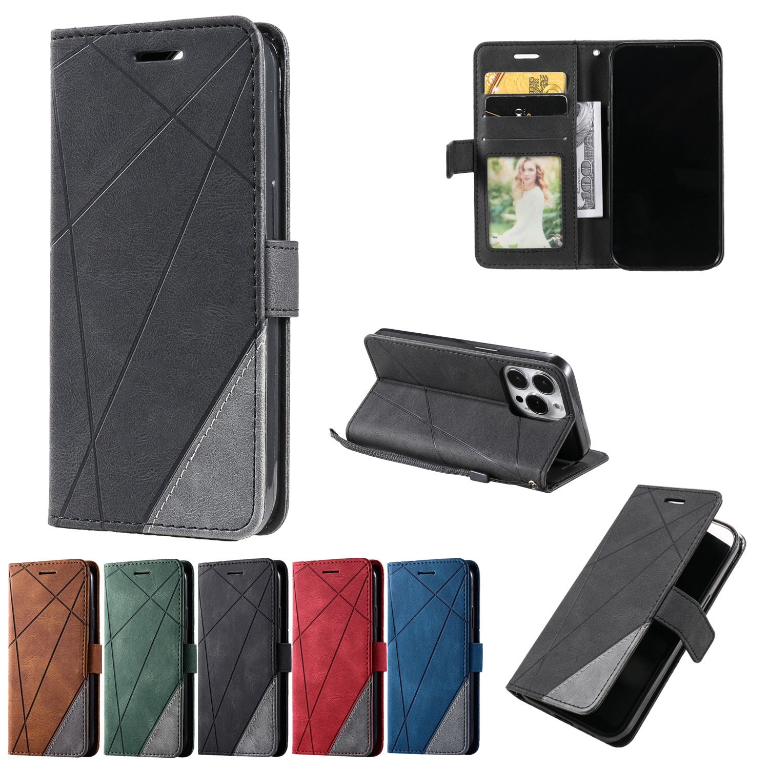 Scratch Resistant Wallet Leather Case with Stand For iPhone 13 Pro Max Mini