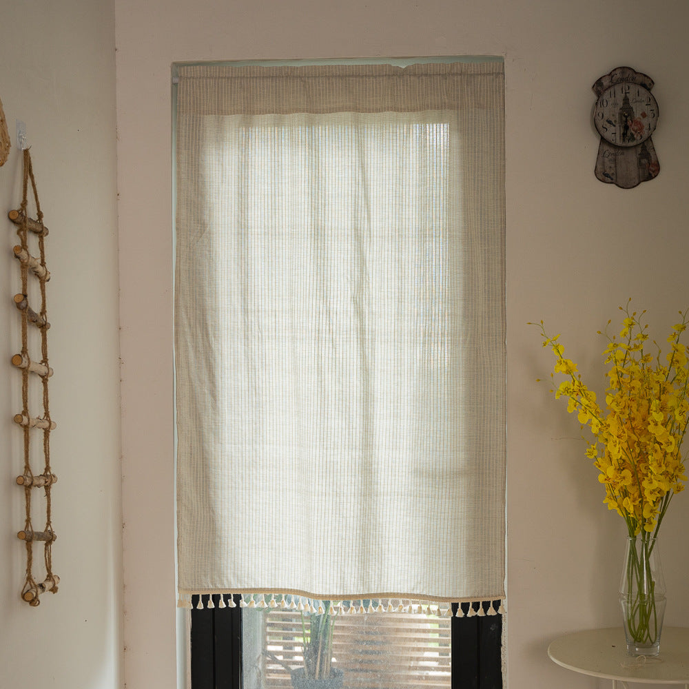 Punch-free Partition Curtain Striped Hanging Drapes Door Curtain