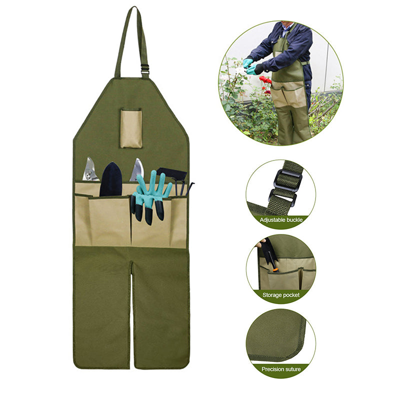 10Pcs Green Garden Tools Bag Apron with Storage Pockets