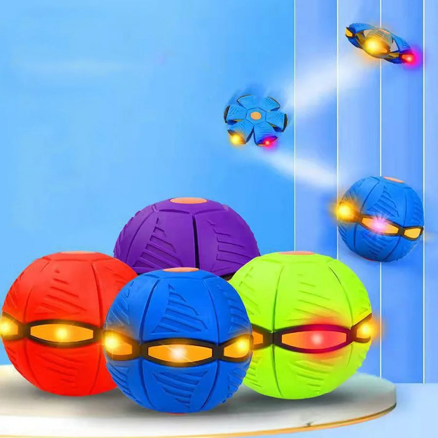 Flying UFO Flat Throw Disc Ball Toy Kid Outdoor  Decompression Ball Deformation Toy