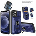 Phone Case Slide Window Lens Protection Card Slot Ring Stand Back Cover