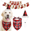 Christmas Pet Dog Red Plaid Bandana Hat Set