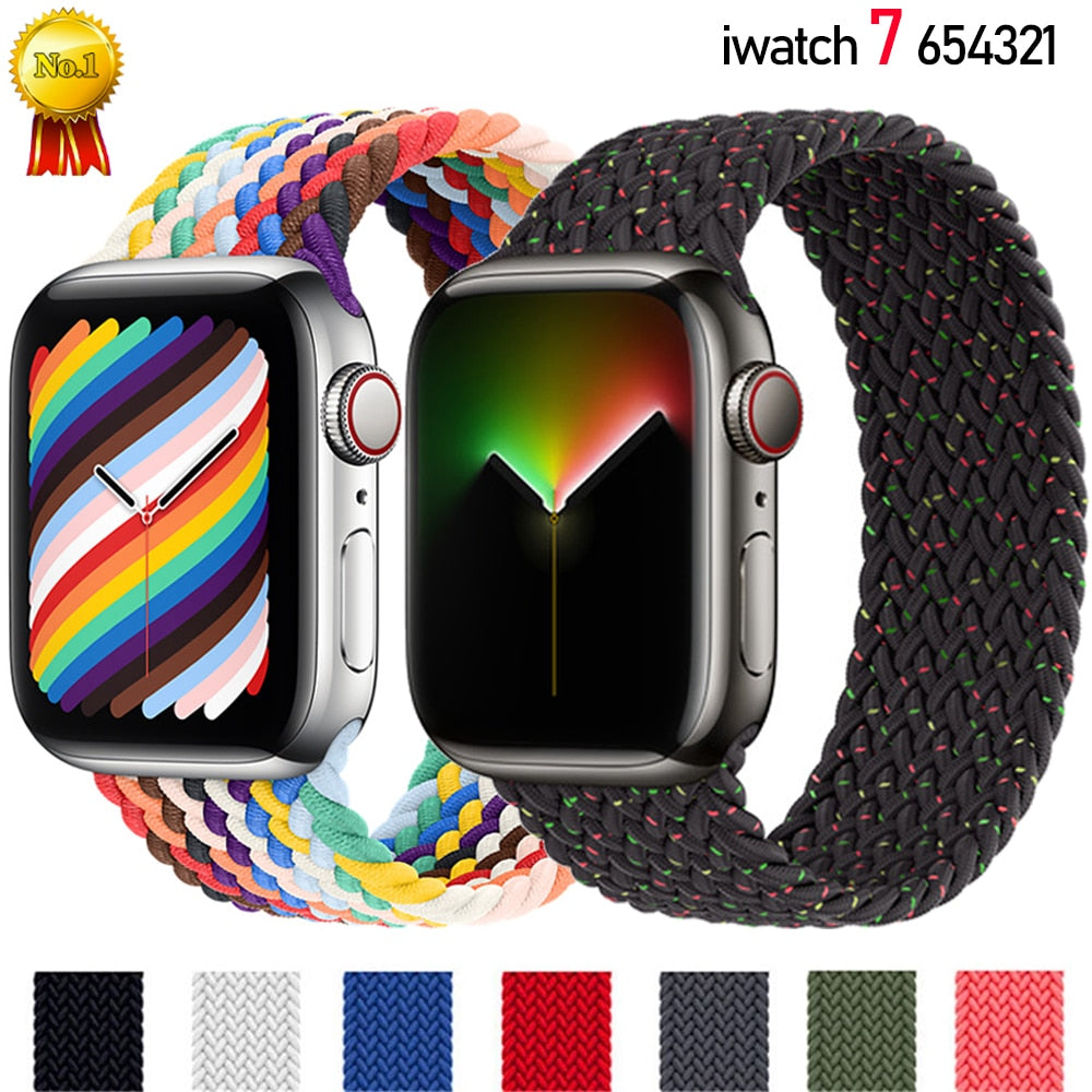 Braided Solo Loop For Apple Watch Band Elastic Bracelet Strap