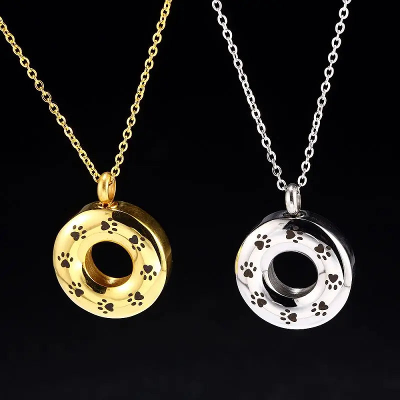 Stainless Steel Round Tube Necklace For Cats Dogs Commemorative Ashes Urn