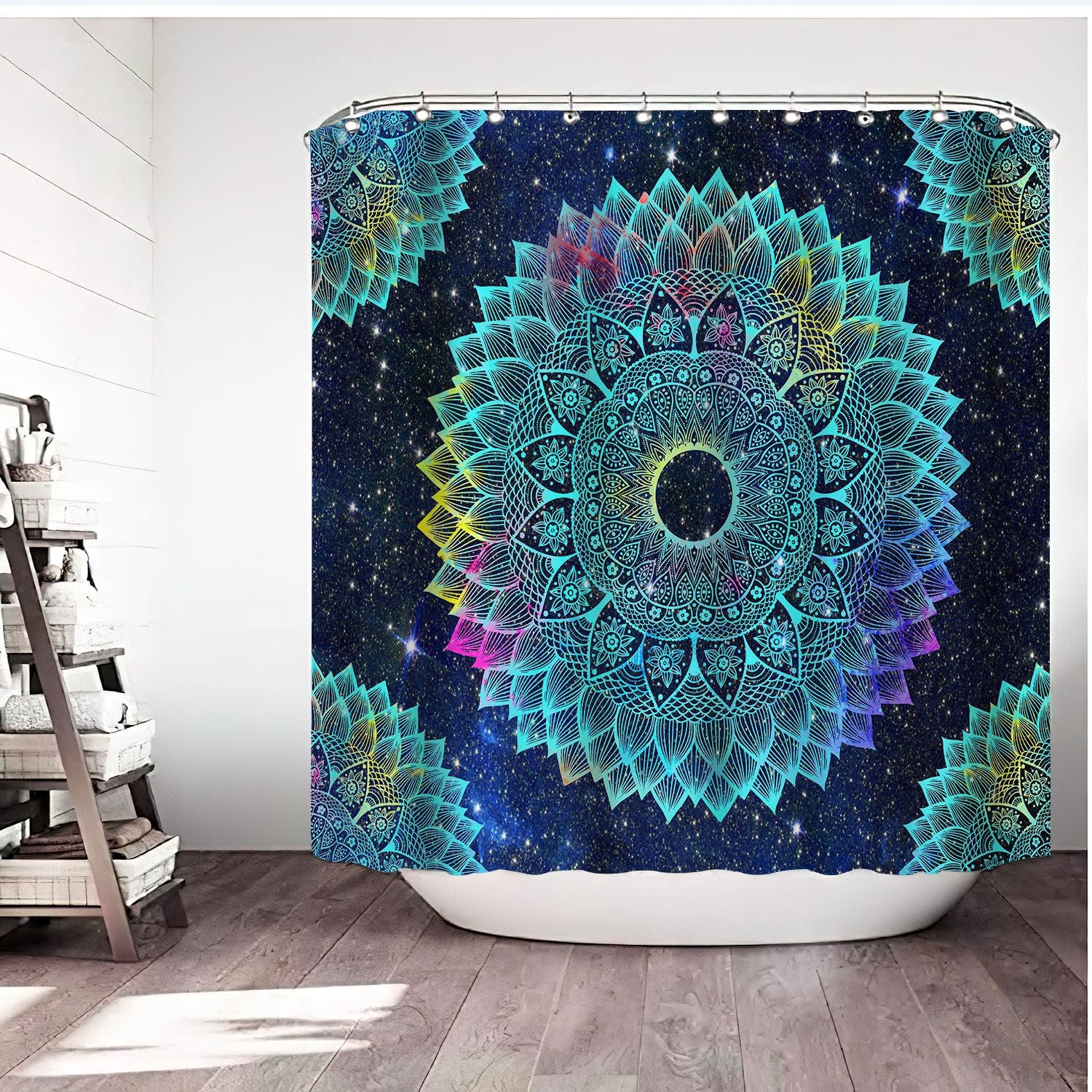 Waterproof Shower Curtain Mandala Flower Printed Bath Curtain