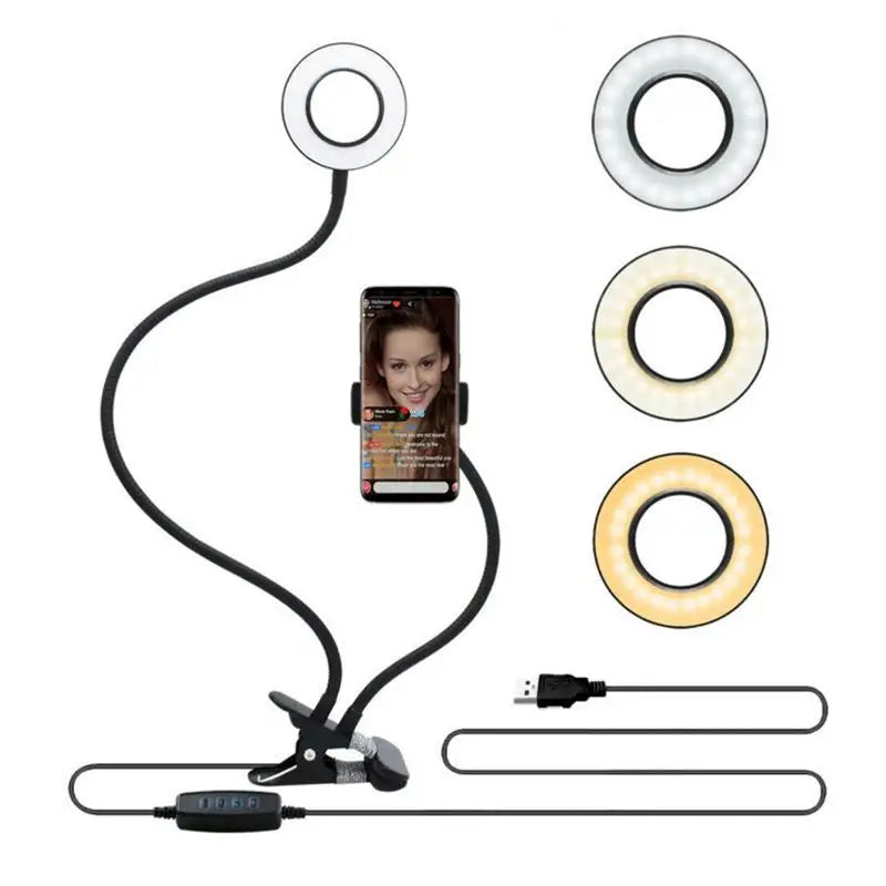LED Video Photography Selfie Desktop Light Lighting With Phone Holder