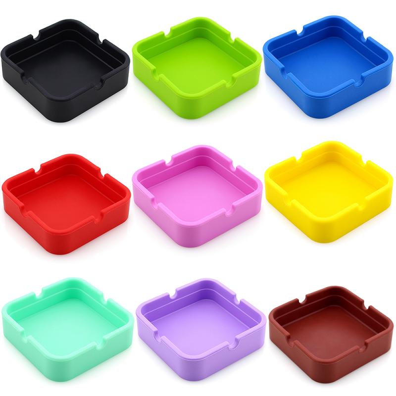 Silicone Square Ashtray Cigarette Smoke Smoking Stackable Home Smoking Accessories
