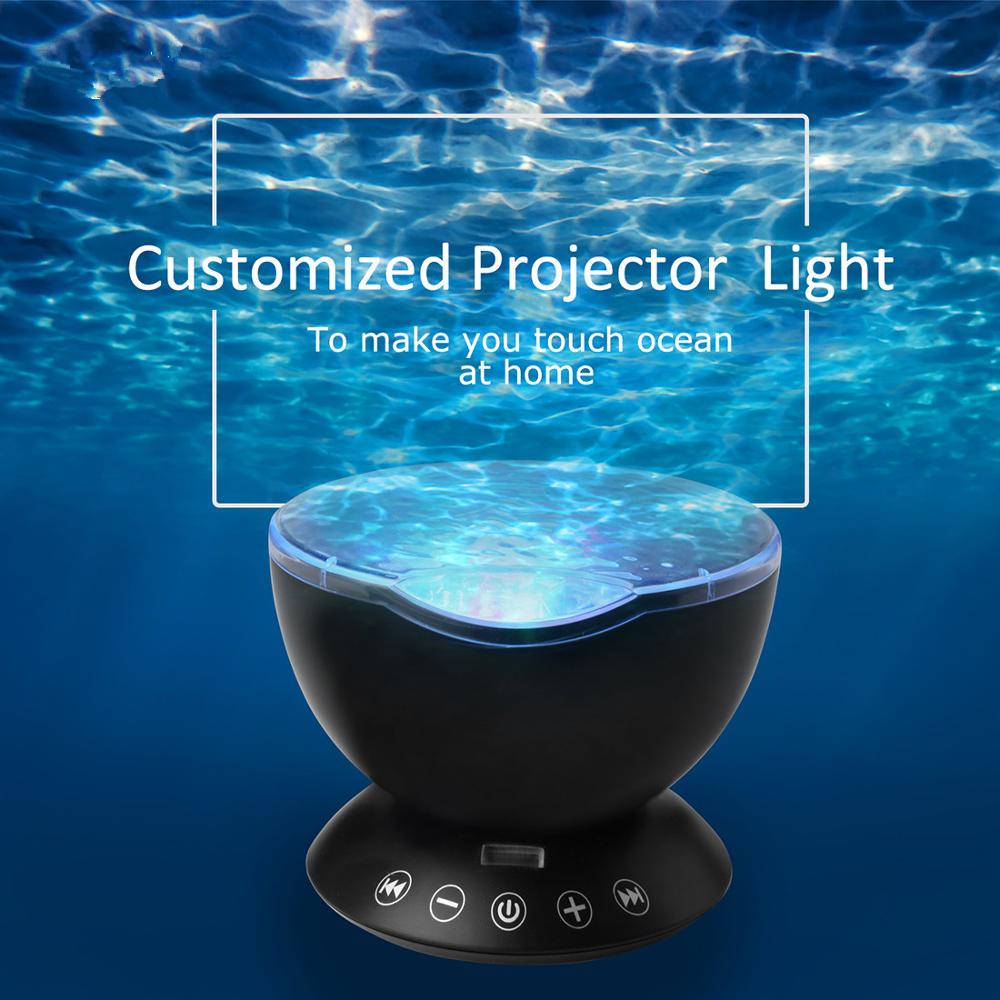 Lamp 7 Color LED Luminous Wave Projector Remote Control Music Player
