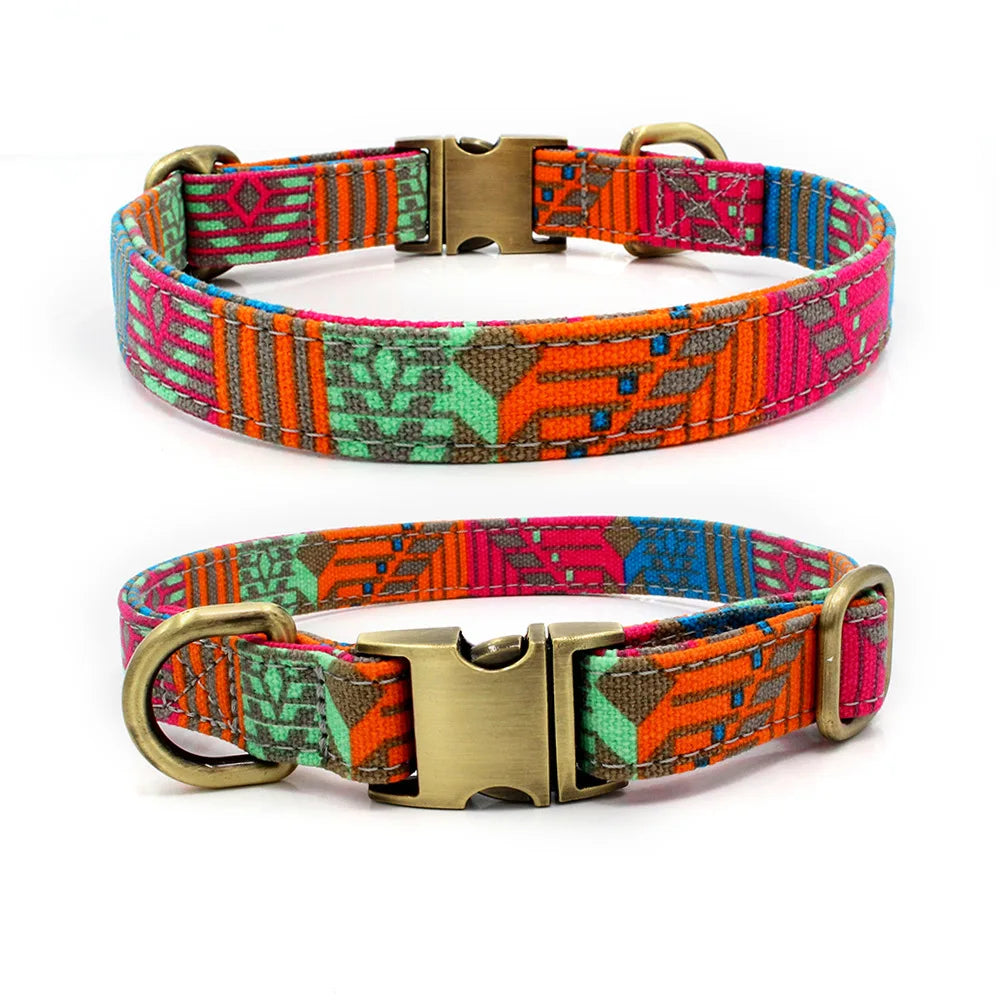 Nylon Dog Collar And Lead Set Pet Necklace Reflective Collars