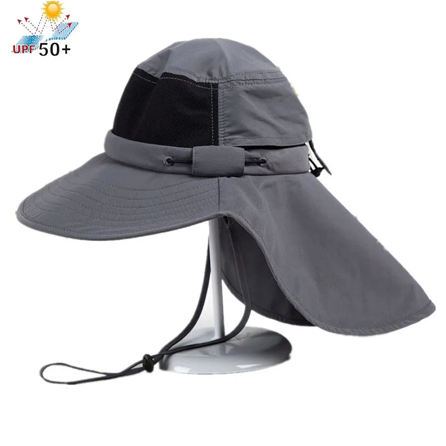 Outdoors Sun Hat UPF 50+ Wide Brim Fishing Hat with Neck Flap