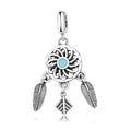 S925 Sterling Silver Dreamcatcher Dangle Charm Hollow Flower Feather Tassel Pendant Bead For DIY Charm Bracelet Necklace Jewelry Making Gift