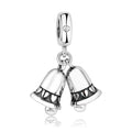 S925 Sterling Silver Christmas Heart Bell Dangle Charm Holiday Pendant Bead For DIY Charm Bracelet Necklace Jewelry Making Gift