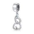 S925 Sterling Silver Double Heart Infinity Dangle Charm Sparkling Love Pendant Bead For DIY Charm Bracelet Necklace Jewelry Making Gift