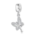 S925 Sterling Silver Butterfly Fairy Dangle Charm Sparkling Pendant Bead For DIY Charm Bracelet Necklace Jewelry Making Gift