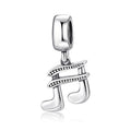 S925 Sterling Silver Music Note Dangle Charm Musical Pendant Bead For DIY Charm Bracelet Necklace Jewelry Making Gift