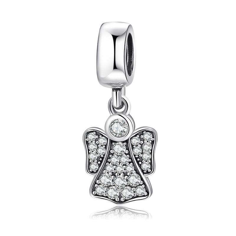 S925 Sterling Silver Angel Wings Heart Dangle Charm Love Pendant Bead For DIY Charm Bracelet Necklace Jewelry Making Gift