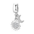 S925 Sterling Silver Sun And Moon Dangle Charm Celestial Pendant Bead For DIY Charm Bracelet Necklace Jewelry Making Gift