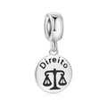 S925 Sterling Silver Portuguese Profession Dangle Charm Hollow Letter Pendant Bead For DIY Charm Bracelet Necklace Jewelry Making Gift