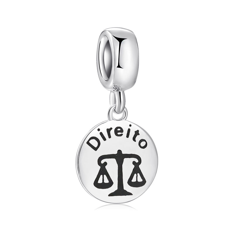 S925 Sterling Silver Portuguese Profession Dangle Charm Hollow Letter Pendant Bead For DIY Charm Bracelet Necklace Jewelry Making Gift