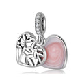 S925 Sterling Silver Pink Tree Of Life Heart Dangle Charm Pendant Bead For DIY Charm Bracelet Necklace Jewelry Making Gift