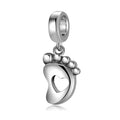S925 Sterling Silver Baby Foot Dangle Charm Hollow Heart Pendant Bead For DIY Charm Bracelet Necklace Jewelry Gift