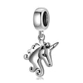 S925 Sterling Silver Unicorn Dangle Charm Cute Cartoon Animal Pendant Bead For DIY Charm Bracelet Necklace Jewelry Gift