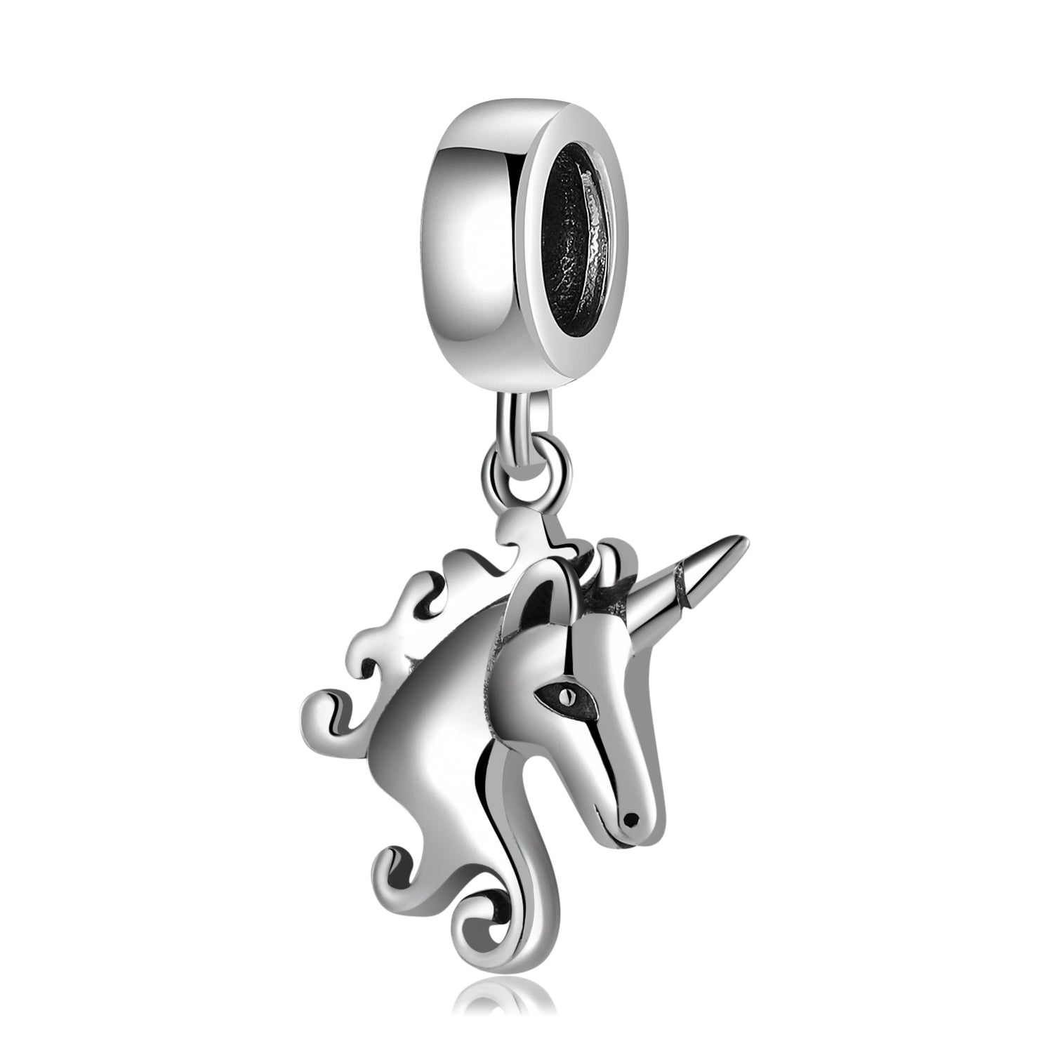 S925 Sterling Silver Unicorn Dangle Charm Cute Cartoon Animal Pendant Bead For DIY Charm Bracelet Necklace Jewelry Gift