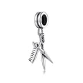 S925 Sterling Silver Scissors And Comb Dangle Charm Minimalist Pendant Bead For DIY Charm Bracelet Necklace Jewelry Gift