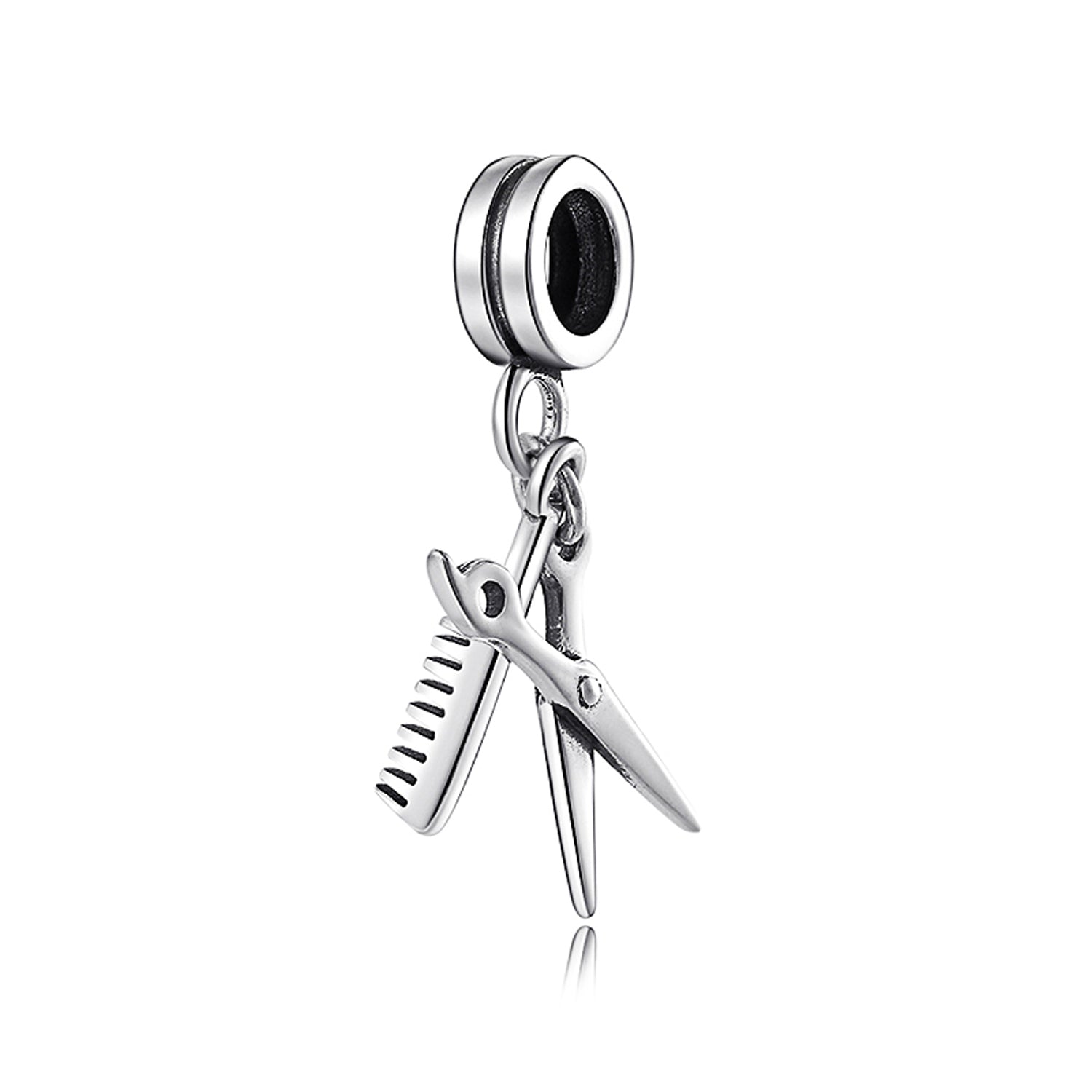 S925 Sterling Silver Scissors And Comb Dangle Charm Minimalist Pendant Bead For DIY Charm Bracelet Necklace Jewelry Gift