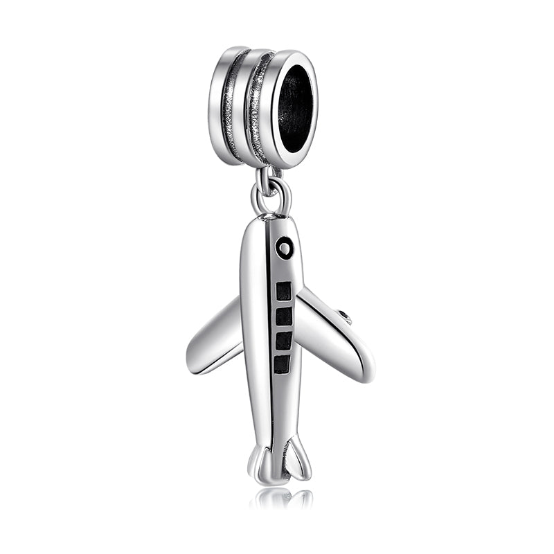 S925 Sterling Silver Airplane Dangle Charm Minimalist Travel Pendant Bead For DIY Charm Bracelet Necklace Jewelry Gift