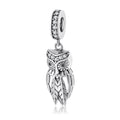 S925 Sterling Silver Owl Dangle Charm Cute Fashion Pendant Bead For DIY Charm Bracelet Necklace Jewelry Gift