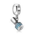 S925 Sterling Silver Nail Polish Dangle Charm Blue Enamel Makeup Pendant Bead For DIY Charm Bracelet Necklace Jewelry Gift