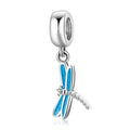 S925 Sterling Silver Dragonfly Dangle Charm Blue Enamel Luxury Pendant Bead For DIY Charm Bracelet Necklace Jewelry Gift